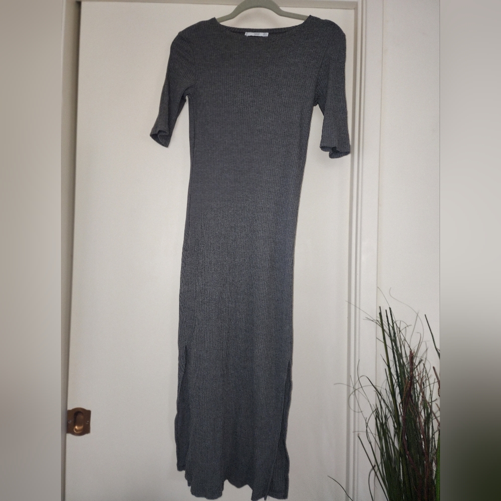 MANGO Gray Midi Dress - Size Small